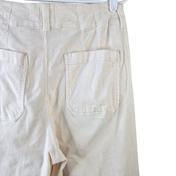 Maeve Colette Pants Size 30 Cream White Corduroy High Waisted Crop Wide Leg Crop - Picture 11 of 12
